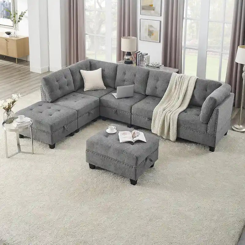 Canapé sectionnel modulable à combinaison DIY, gris