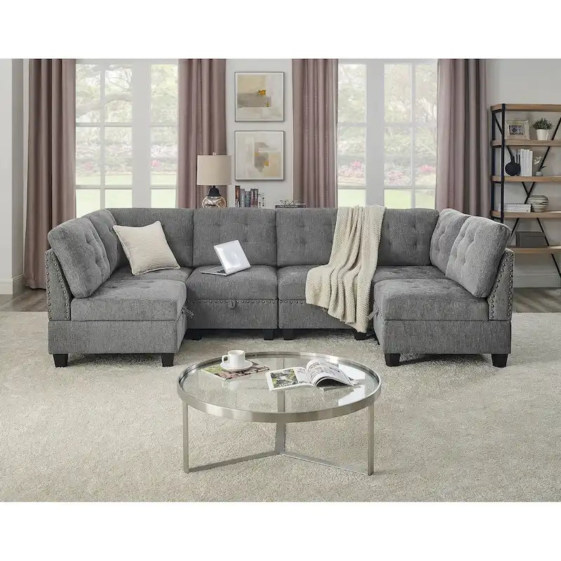 Canapé sectionnel modulable à combinaison DIY, gris