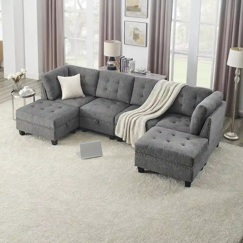 Canapé sectionnel modulable à combinaison DIY, gris