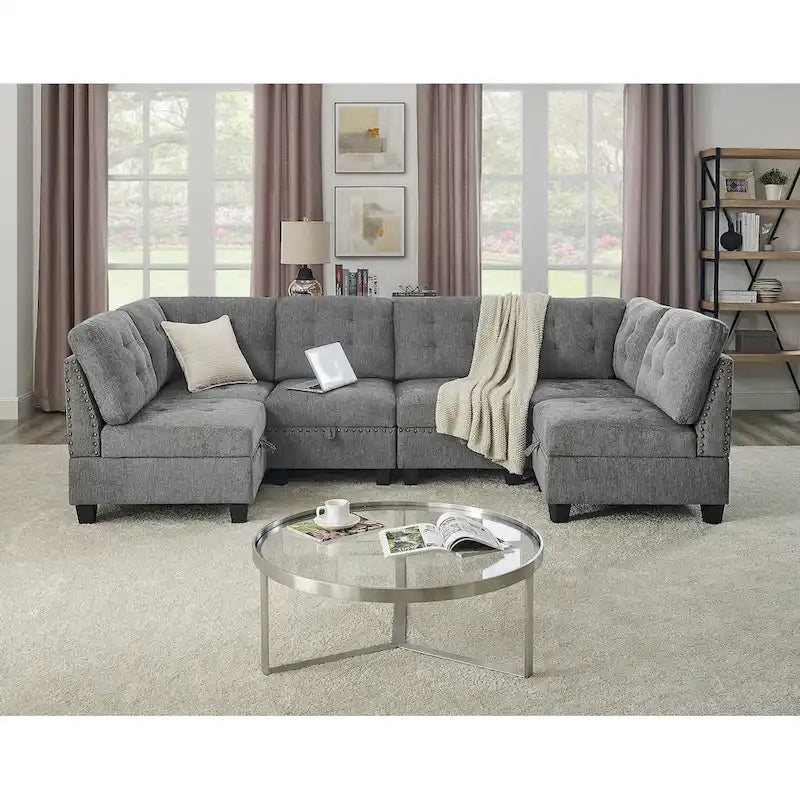 Canapé sectionnel modulable à combinaison DIY, gris