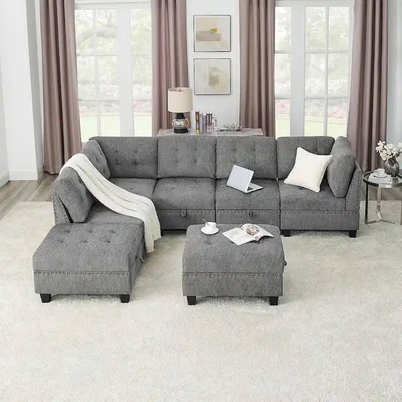 Canapé sectionnel modulable à combinaison DIY, gris