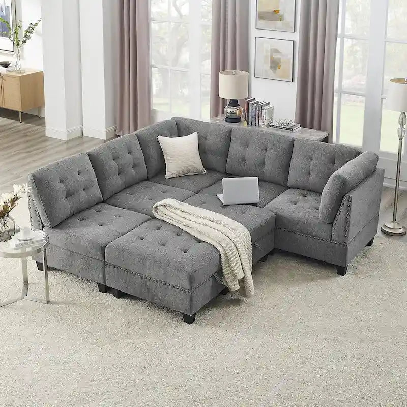 Canapé sectionnel modulable à combinaison DIY, gris
