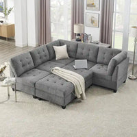 Canapé sectionnel modulable à combinaison DIY, gris