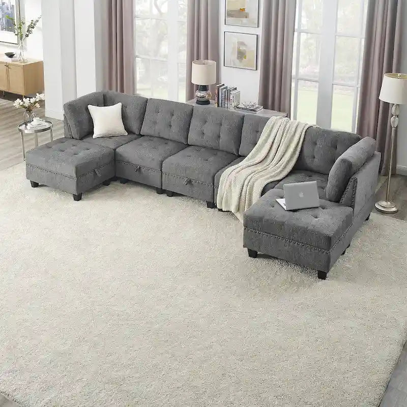 Canapé sectionnel modulable à combinaison DIY, gris