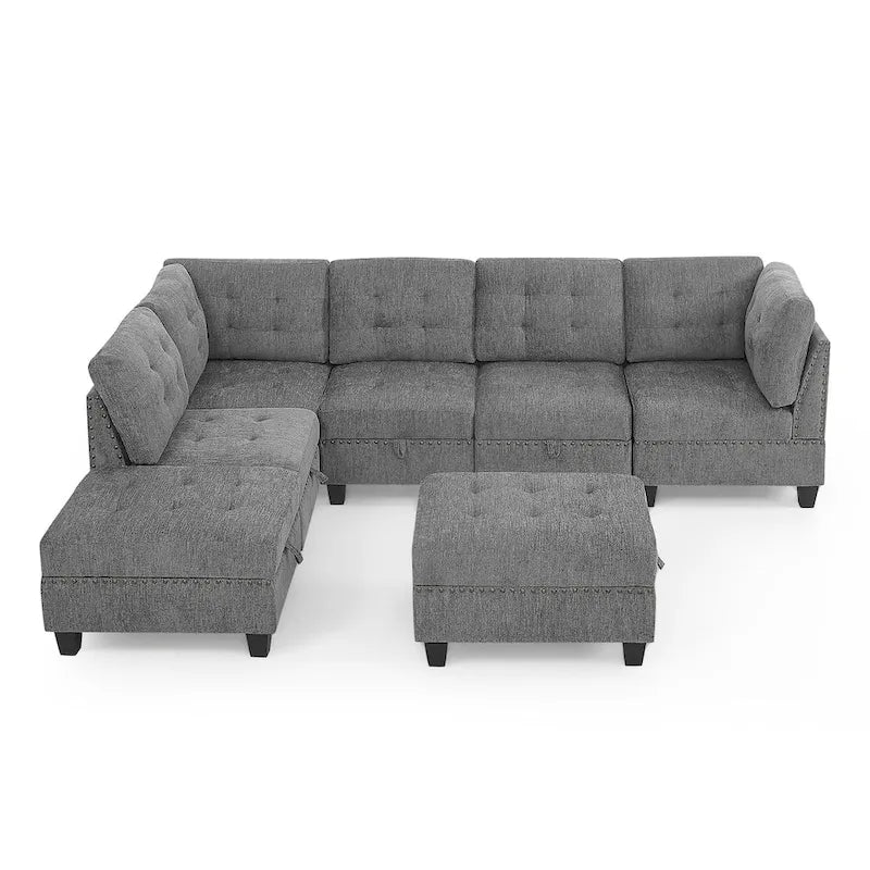 Canapé sectionnel modulable à combinaison DIY, gris