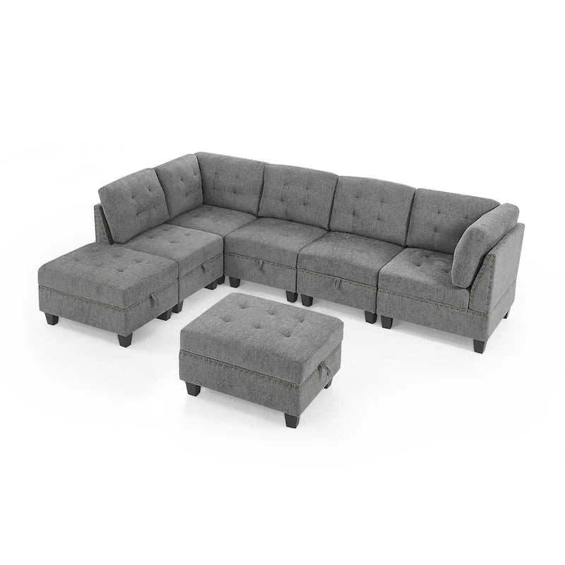 Canapé sectionnel modulable à combinaison DIY, gris