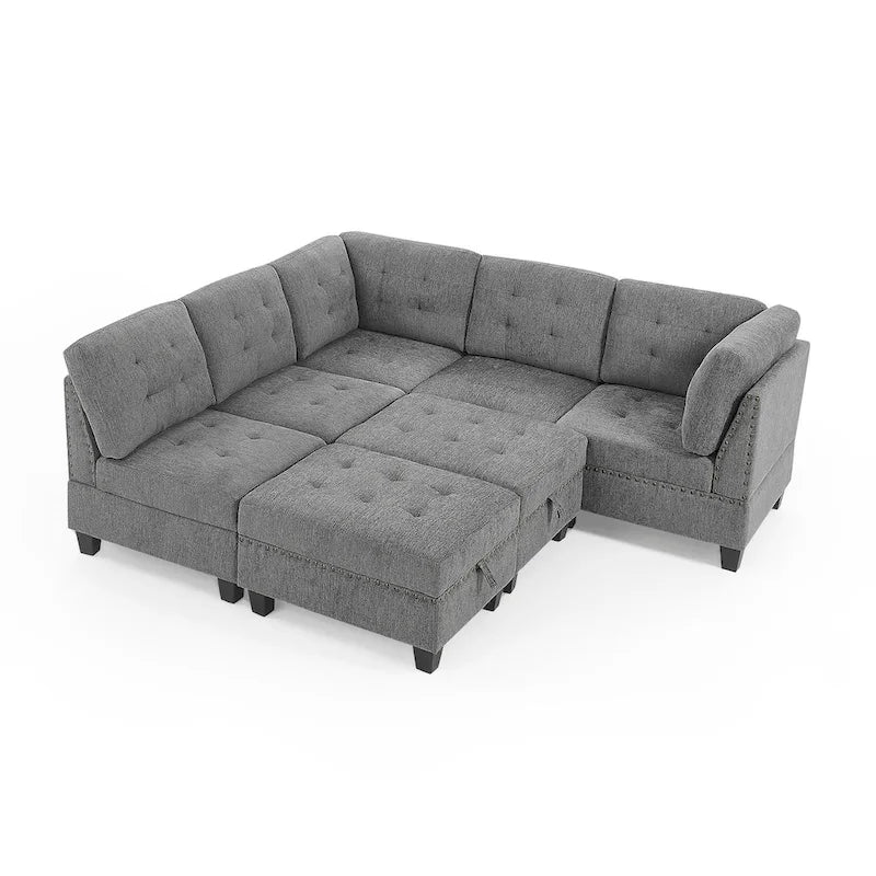 Canapé sectionnel modulable à combinaison DIY, gris
