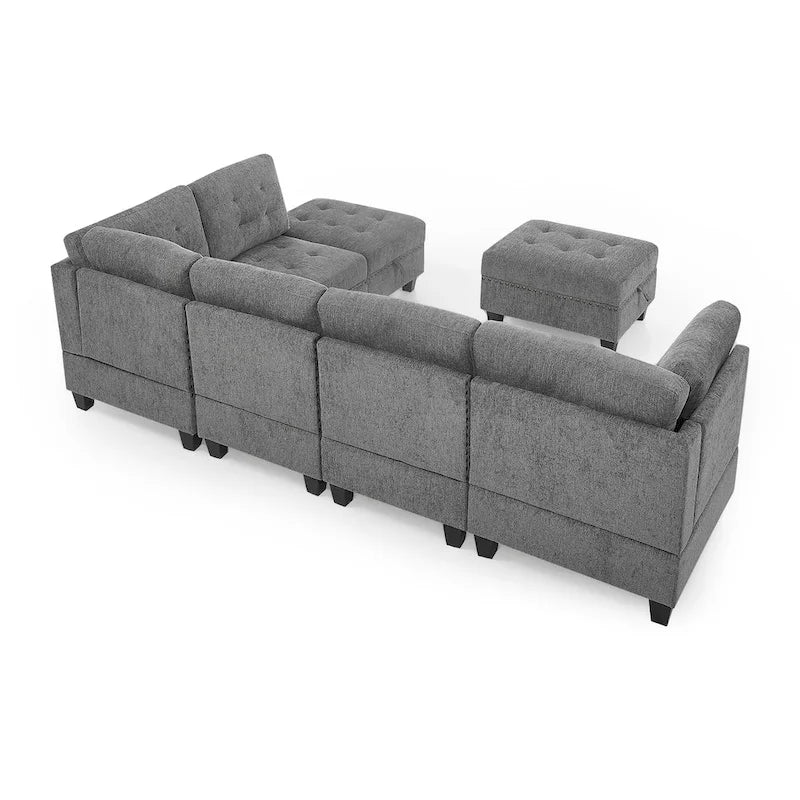 Canapé sectionnel modulable à combinaison DIY, gris