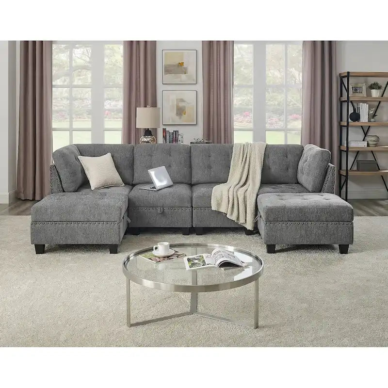 Canapé sectionnel modulable à combinaison DIY, gris