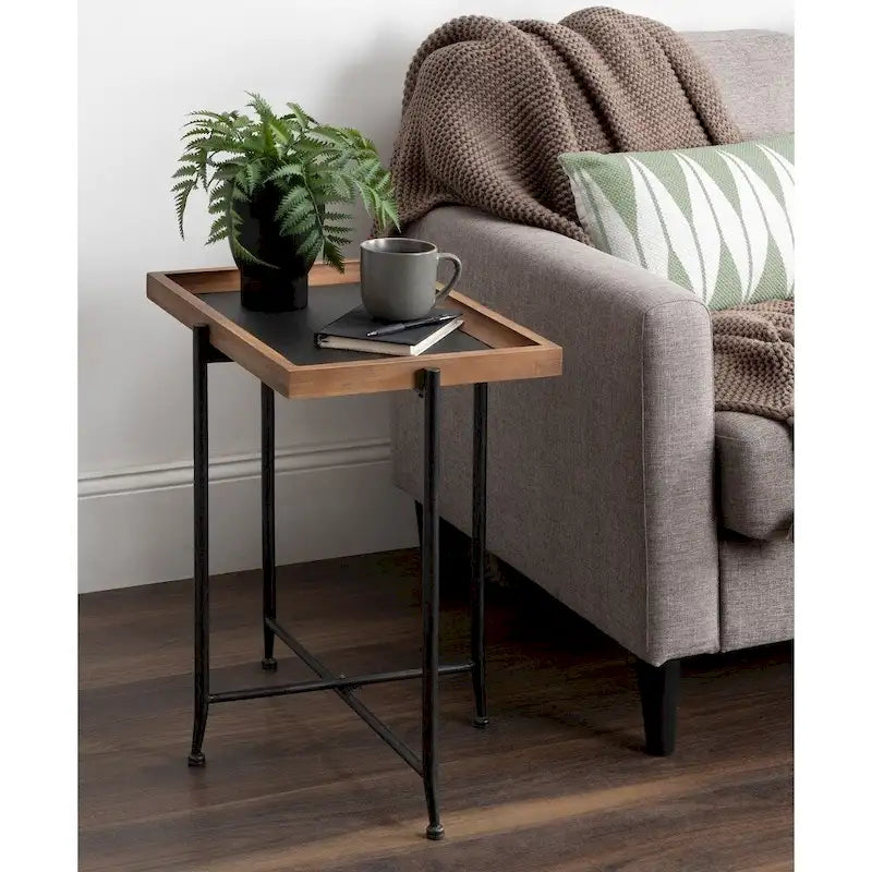 Table d'appoint Kate and Laurel Macabe en bois et fer - 19,75x13,5x23,25