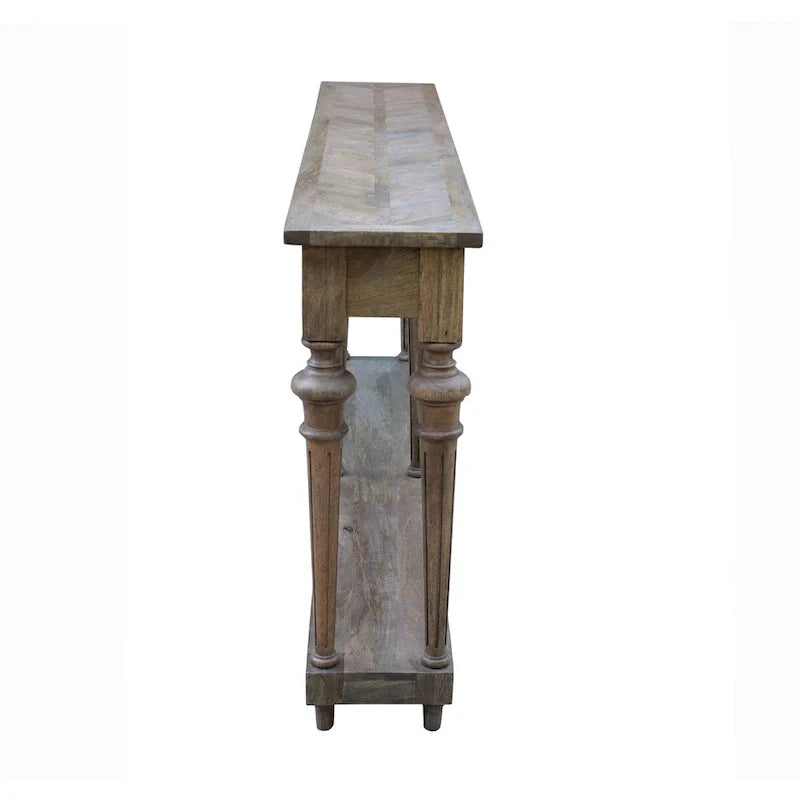 Arin Console traditionnelle 72 pouces à pieds tournés, bois dur de manguier