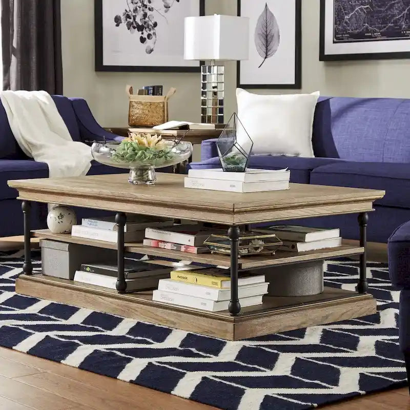 Table basse Barnstone Cornice Rectangle avec étagère de rangement par iNSPIRE Q Artisan