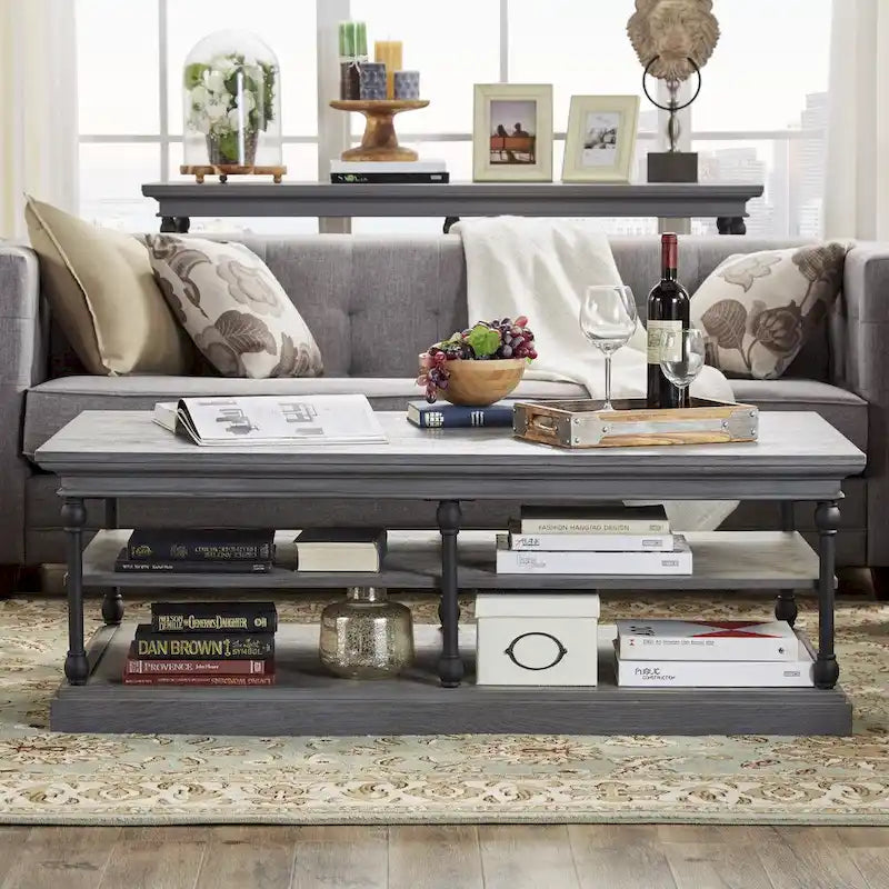 Table basse Barnstone Cornice Rectangle avec étagère de rangement par iNSPIRE Q Artisan