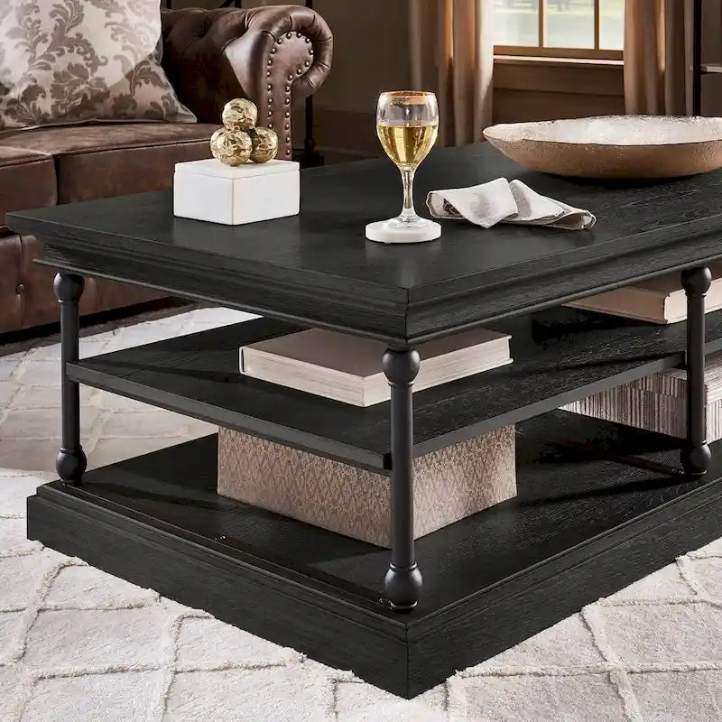 Table basse Barnstone Cornice Rectangle avec étagère de rangement par iNSPIRE Q Artisan