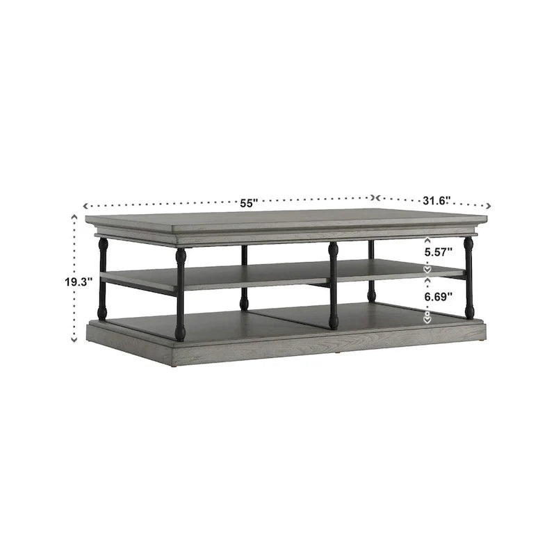 Table basse Barnstone Cornice Rectangle avec étagère de rangement par iNSPIRE Q Artisan