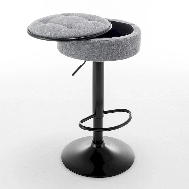Lot de 2 tabourets de bar ronds de rangement, tabouret de bar réglable en hauteur en similicuir, tabouret pivotant à 360°, chaise de bar sans accoudoirs
