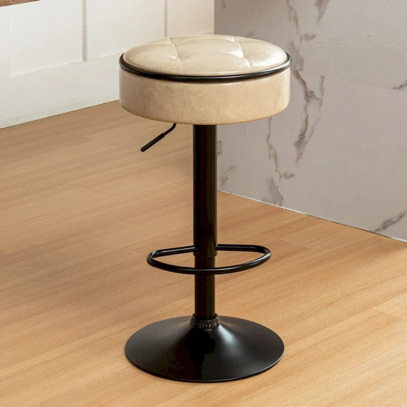 Lot de 2 tabourets de bar ronds de rangement, tabouret de bar réglable en hauteur en similicuir, tabouret pivotant à 360°, chaise de bar sans accoudoirs