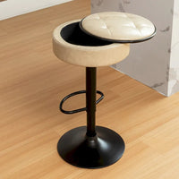 Lot de 2 tabourets de bar ronds de rangement, tabouret de bar réglable en hauteur en similicuir, tabouret pivotant à 360°, chaise de bar sans accoudoirs