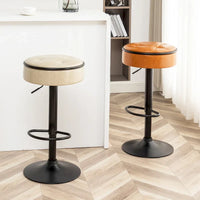 Lot de 2 tabourets de bar ronds de rangement, tabouret de bar réglable en hauteur en similicuir, tabouret pivotant à 360°, chaise de bar sans accoudoirs