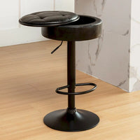 Lot de 2 tabourets de bar ronds de rangement, tabouret de bar réglable en hauteur en similicuir, tabouret pivotant à 360°, chaise de bar sans accoudoirs
