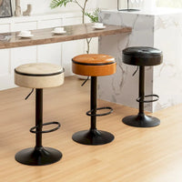 Lot de 2 tabourets de bar ronds de rangement, tabouret de bar réglable en hauteur en similicuir, tabouret pivotant à 360°, chaise de bar sans accoudoirs