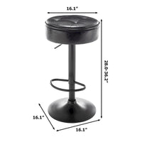 Lot de 2 tabourets de bar ronds de rangement, tabouret de bar réglable en hauteur en similicuir, tabouret pivotant à 360°, chaise de bar sans accoudoirs