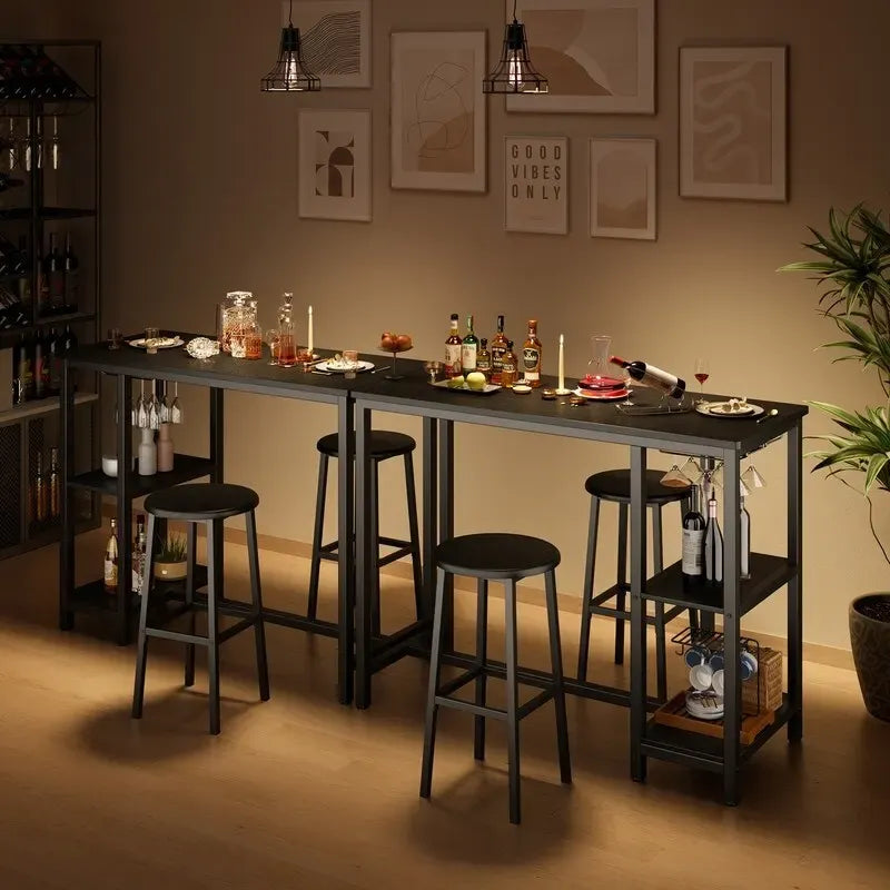 Ensemble table de bar et 2 tabourets pour coin petit-déjeuner, salle à manger, salon, cuisine, salle à manger