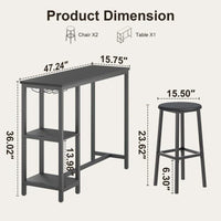 Ensemble table de bar et 2 tabourets pour coin petit-déjeuner, salle à manger, salon, cuisine, salle à manger