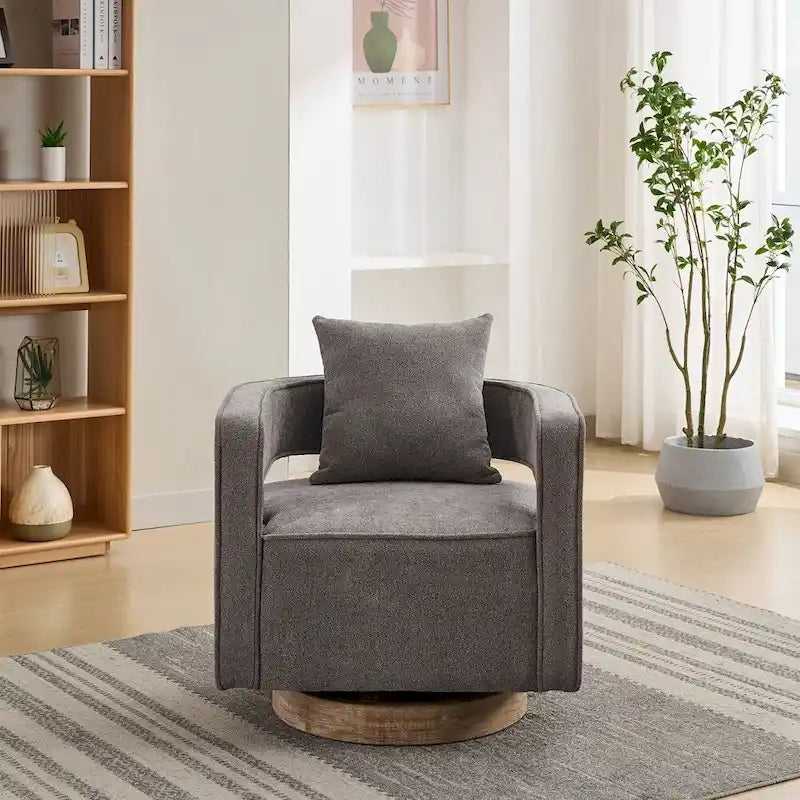 Fauteuil d'appoint pivotant à dossier ouvert 29,1 pouces de large avec base vieillie