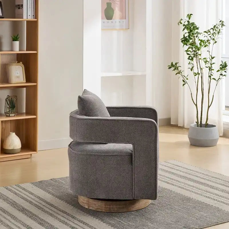 Fauteuil d'appoint pivotant à dossier ouvert 29,1 pouces de large avec base vieillie