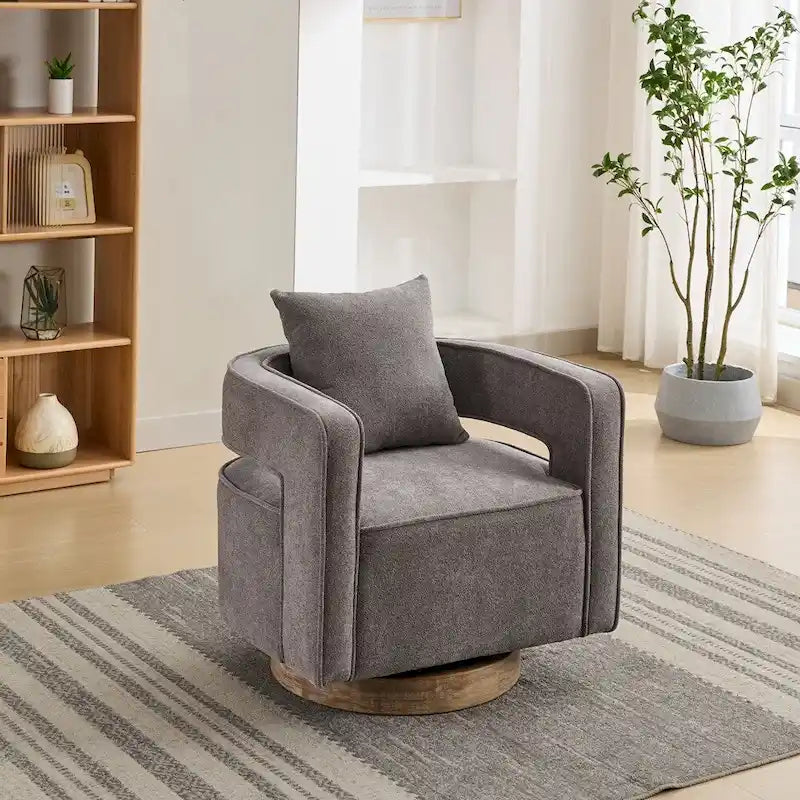Fauteuil d'appoint pivotant à dossier ouvert 29,1 pouces de large avec base vieillie