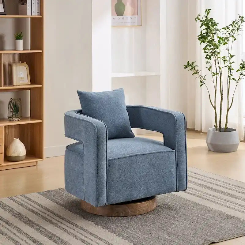 Fauteuil d'appoint pivotant à dossier ouvert 29,1 pouces de large avec base vieillie