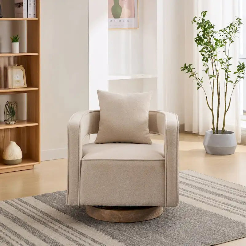 Fauteuil d'appoint pivotant à dossier ouvert 29,1 pouces de large avec base vieillie