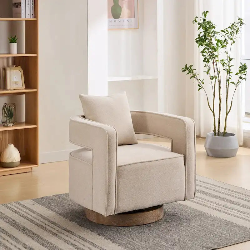 Fauteuil d'appoint pivotant à dossier ouvert 29,1 pouces de large avec base vieillie