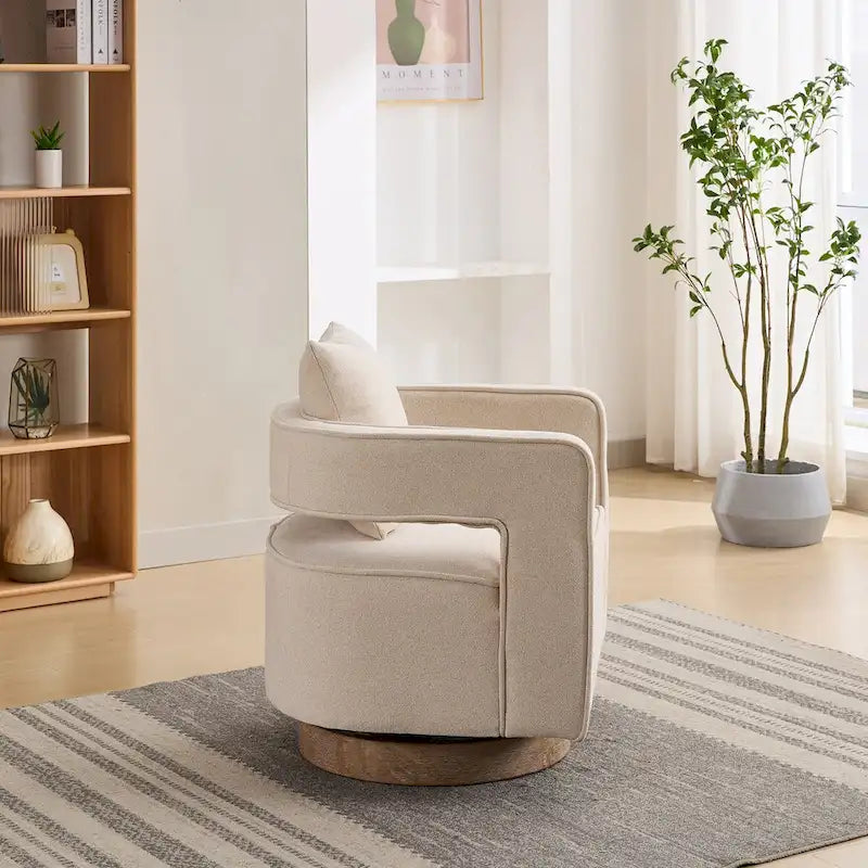 Fauteuil d'appoint pivotant à dossier ouvert 29,1 pouces de large avec base vieillie