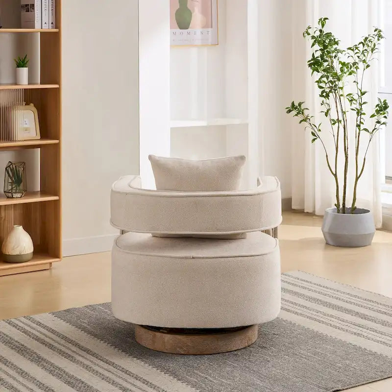 Fauteuil d'appoint pivotant à dossier ouvert 29,1 pouces de large avec base vieillie