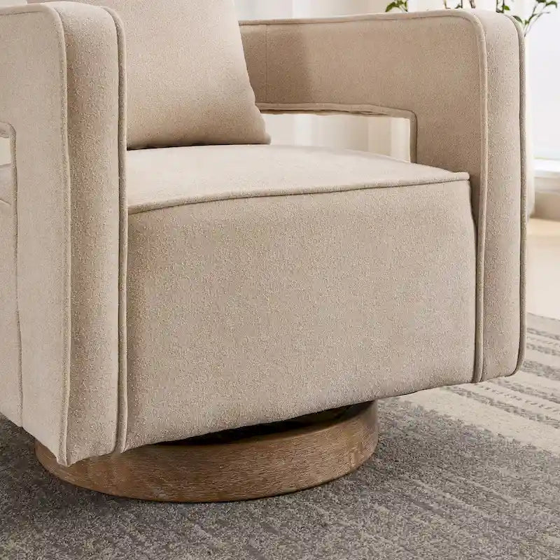Fauteuil d'appoint pivotant à dossier ouvert 29,1 pouces de large avec base vieillie