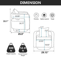 Fauteuil pivotant d'appoint à dossier ouvert 29,1W avec base patinée