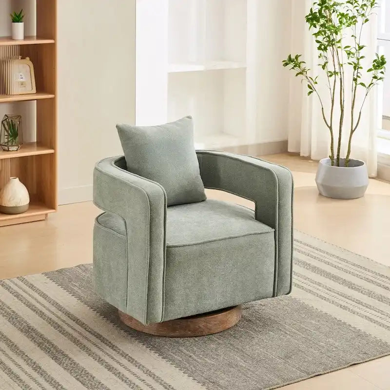 Fauteuil d'appoint pivotant à dossier ouvert 29,1 pouces de large avec base vieillie