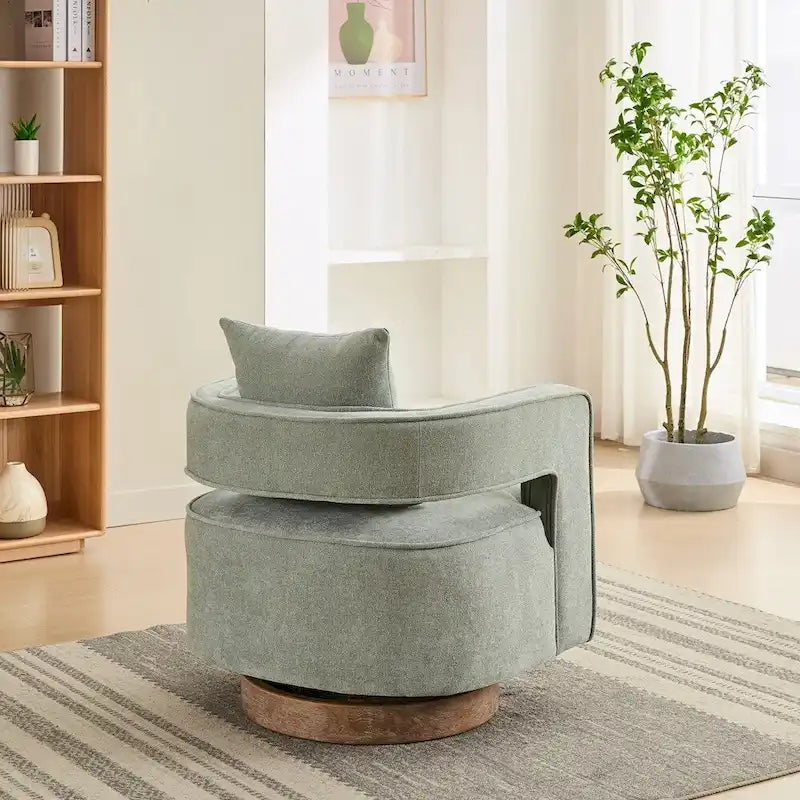 Fauteuil d'appoint pivotant à dossier ouvert 29,1 pouces de large avec base vieillie
