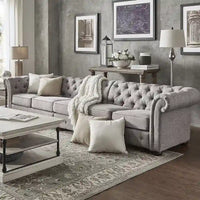 Canapé Chesterfield Knightsbridge Gris Clair Extra-Long par iNSPIRE Q Artisan