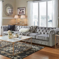 Canapé Chesterfield Knightsbridge Gris Clair Extra-Long par iNSPIRE Q Artisan