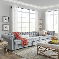 Canapé Chesterfield Knightsbridge Gris Clair Extra-Long par iNSPIRE Q Artisan