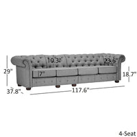 Canapé Chesterfield Knightsbridge Gris Clair Extra-Long par iNSPIRE Q Artisan