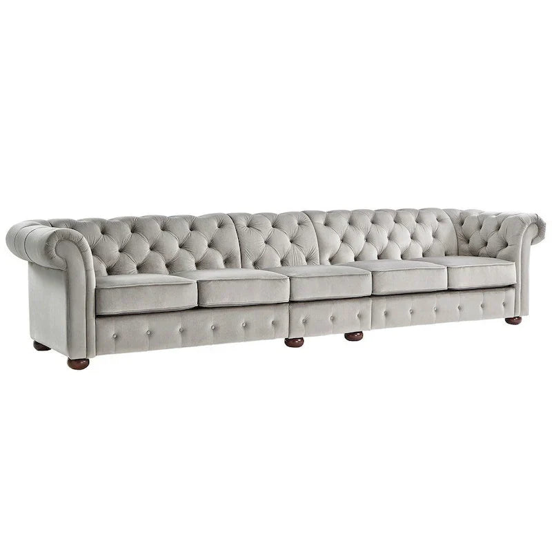 Canapé Chesterfield Knightsbridge Gris Clair Extra-Long par iNSPIRE Q Artisan