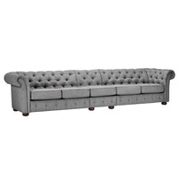 Canapé Chesterfield Knightsbridge Gris Clair Extra-Long par iNSPIRE Q Artisan
