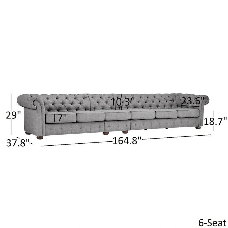 Canapé Chesterfield Knightsbridge Gris Clair Extra-Long par iNSPIRE Q Artisan