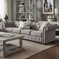 Canapé Chesterfield Knightsbridge Gris Clair Extra-Long par iNSPIRE Q Artisan