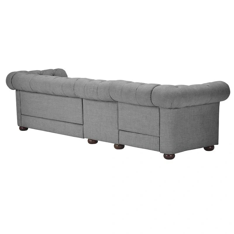 Canapé Chesterfield Knightsbridge Gris Clair Extra-Long par iNSPIRE Q Artisan