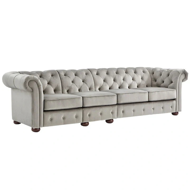 Canapé Chesterfield Knightsbridge Gris Clair Extra-Long par iNSPIRE Q Artisan